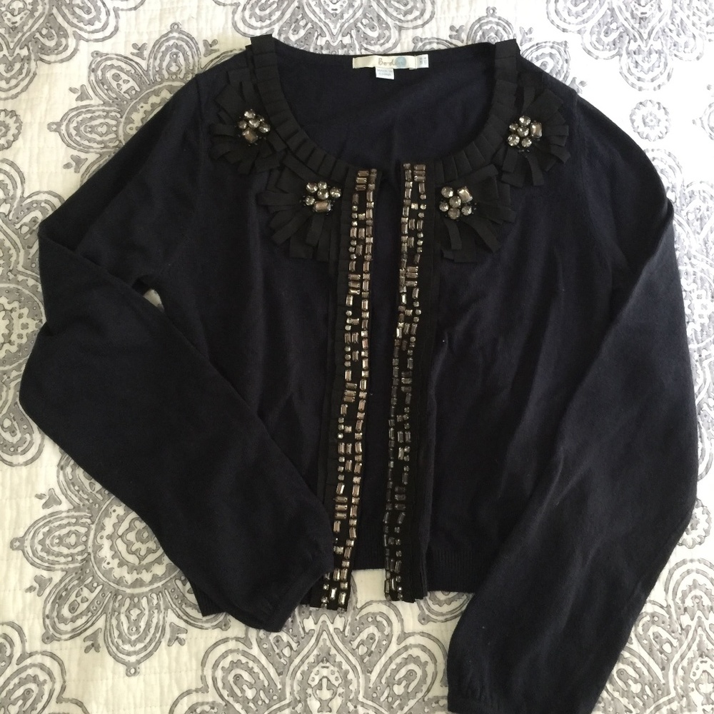 NWOT Boden Cropped Dressy Ribbon Cardigan - Size 4